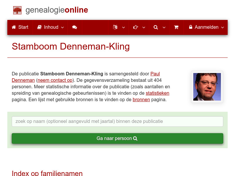 Screenshot van website