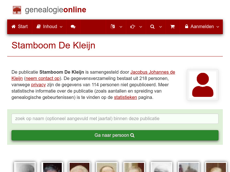 Screenshot van website