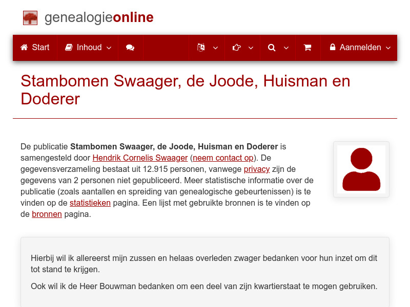 Screenshot van website