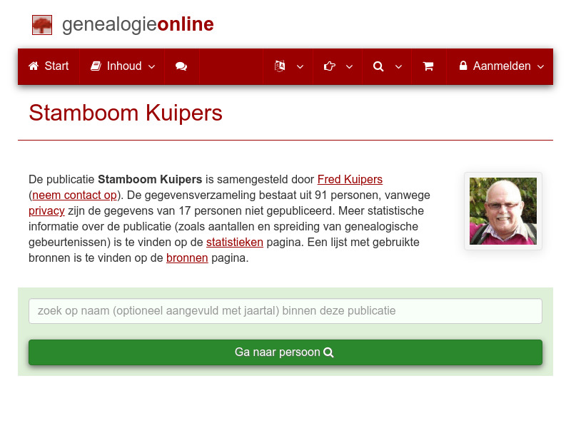 Screenshot van website