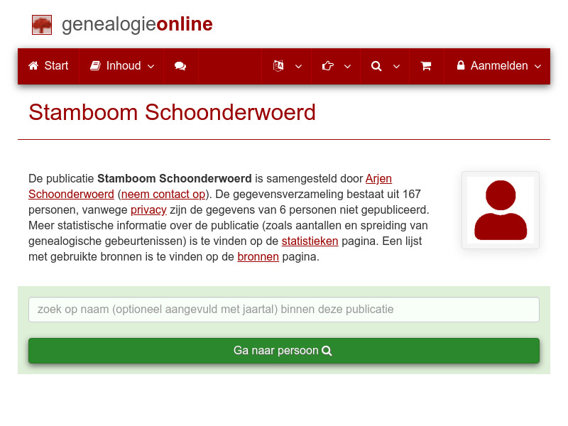 Screenshot van website