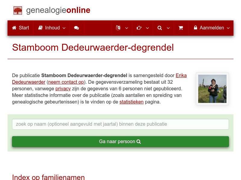 Screenshot van website