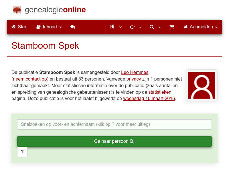 Screenshot van website