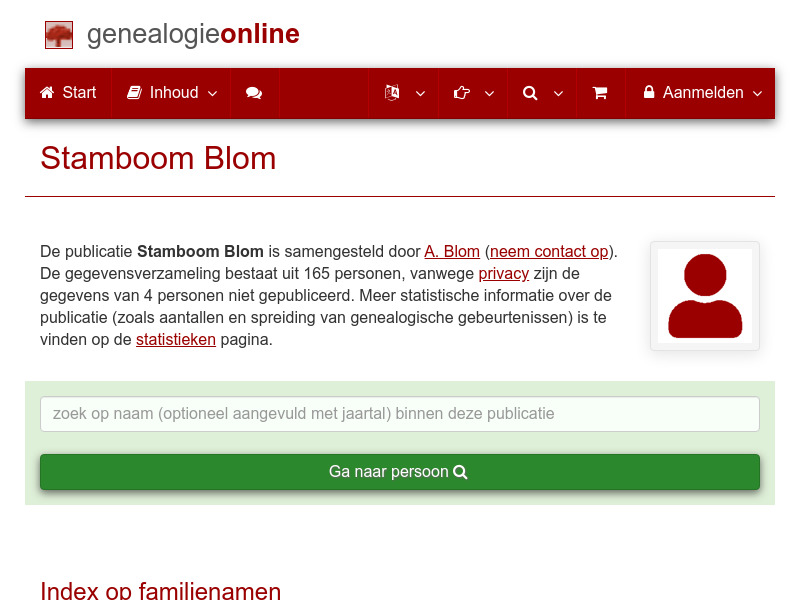 Screenshot van website