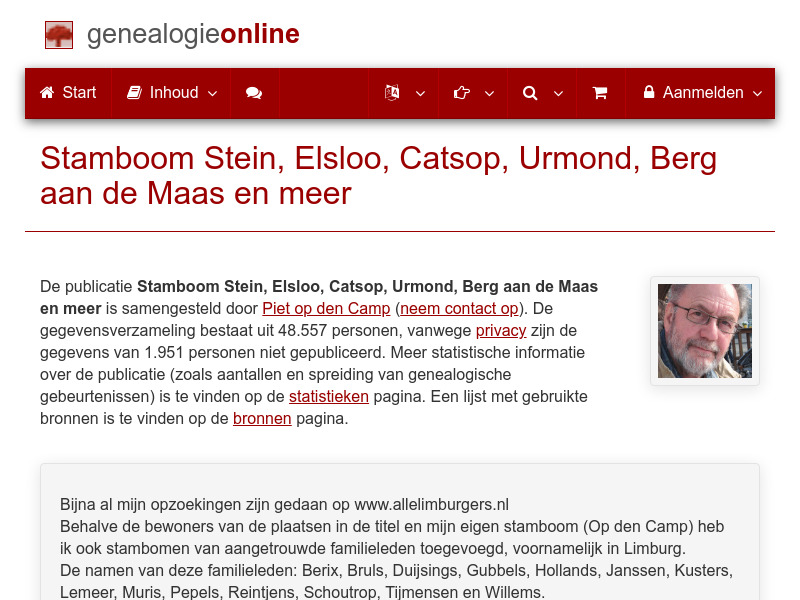 Screenshot van website