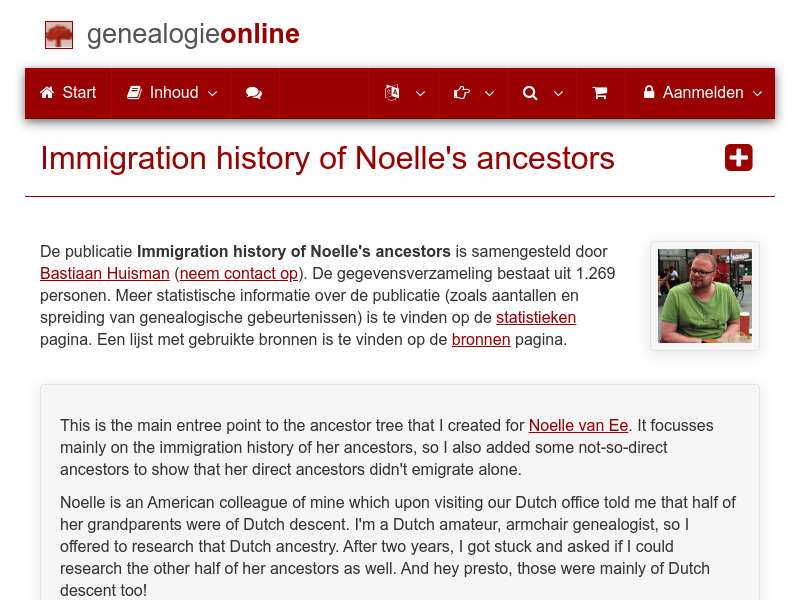 Screenshot van website