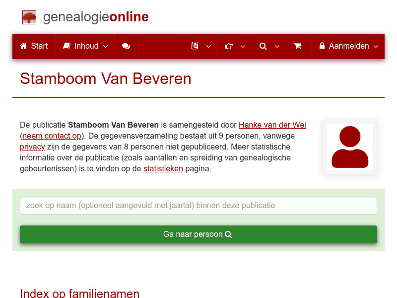 Screenshot van website