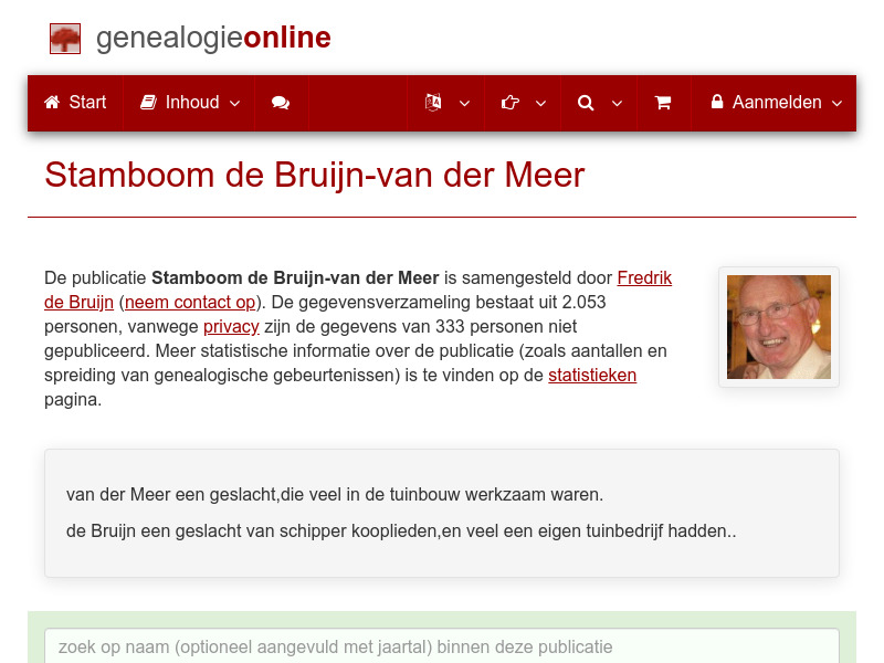Screenshot van website