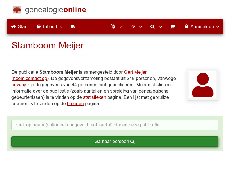 Screenshot van website
