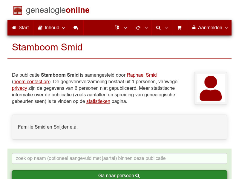 Screenshot van website