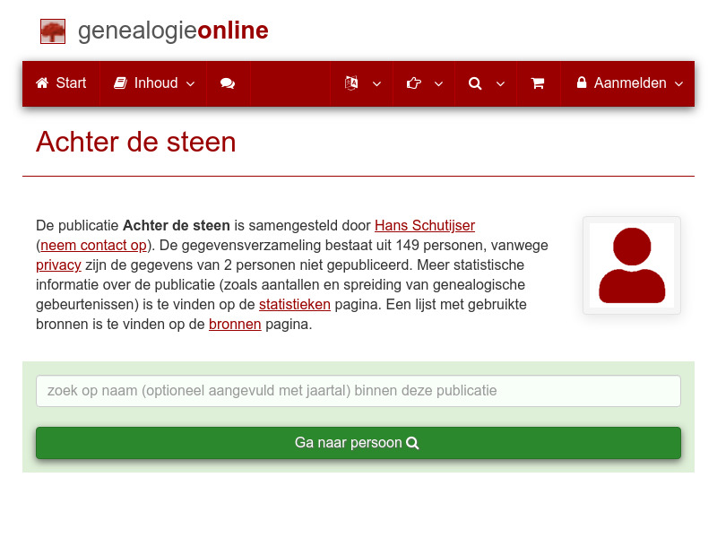 Screenshot van website