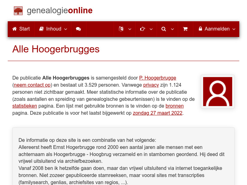 Screenshot van website