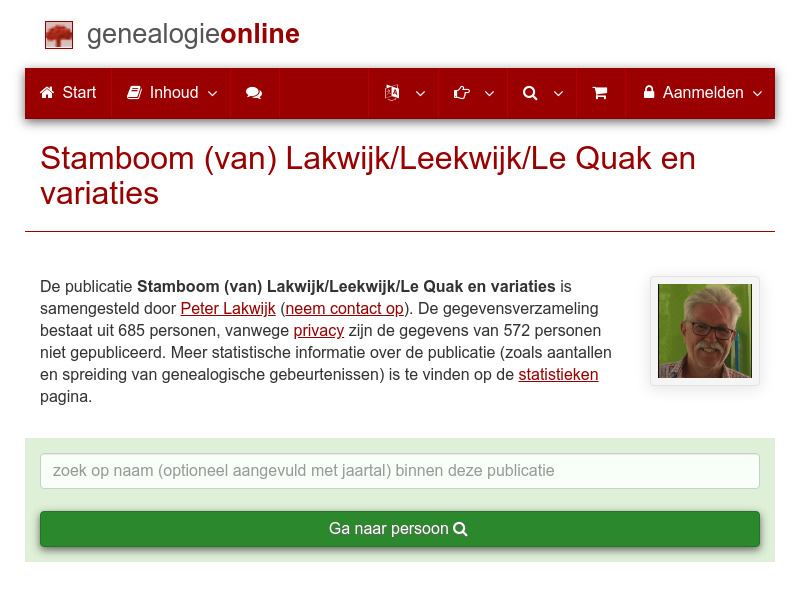 Screenshot van website