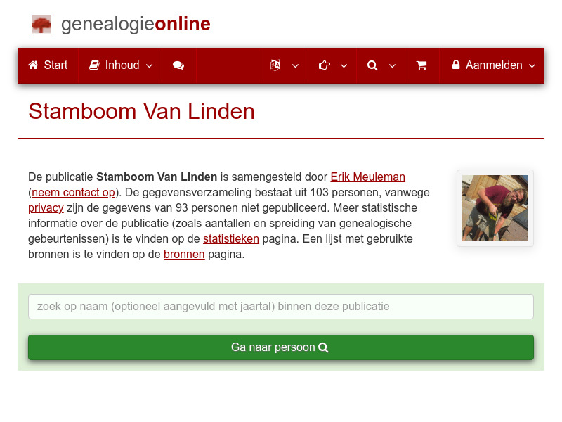 Screenshot van website