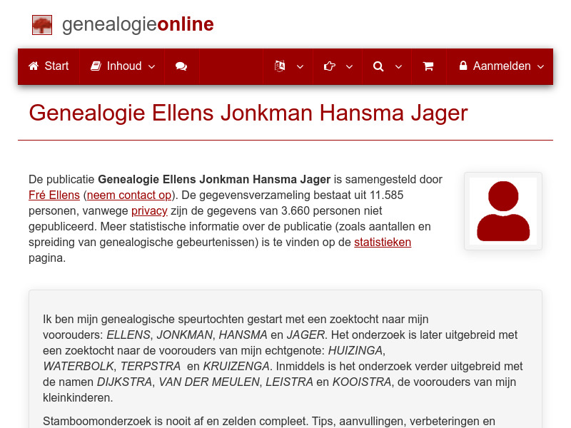 Screenshot van website