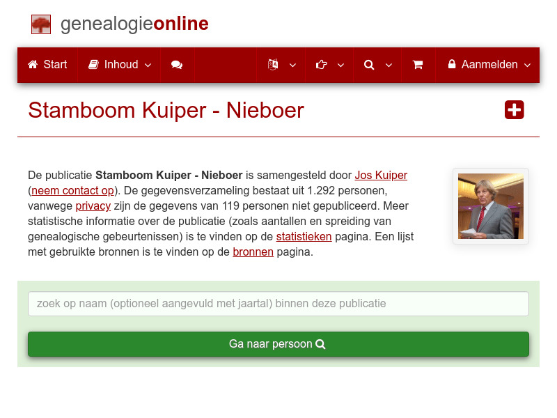 Screenshot van website