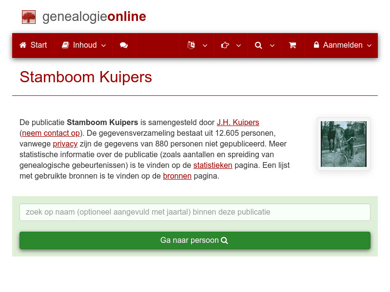 Screenshot van website