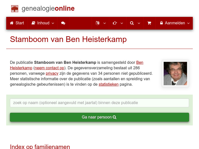 Screenshot van website
