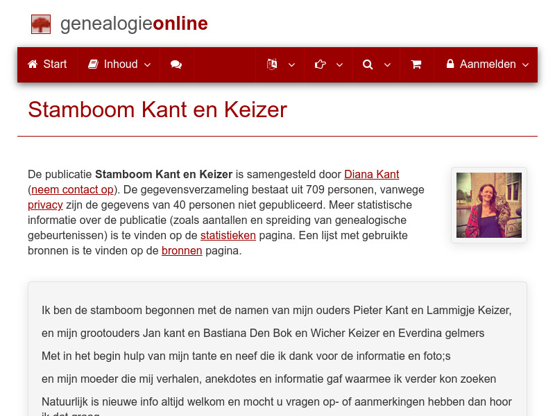 Screenshot van website