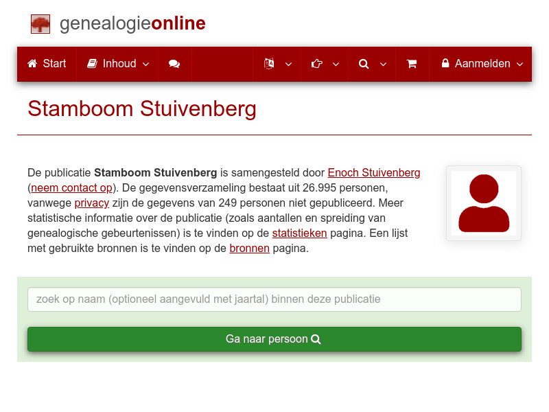 Screenshot van website