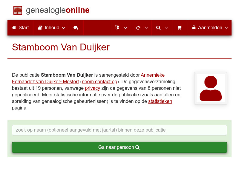 Screenshot van website