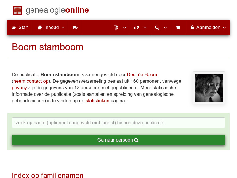 Screenshot van website