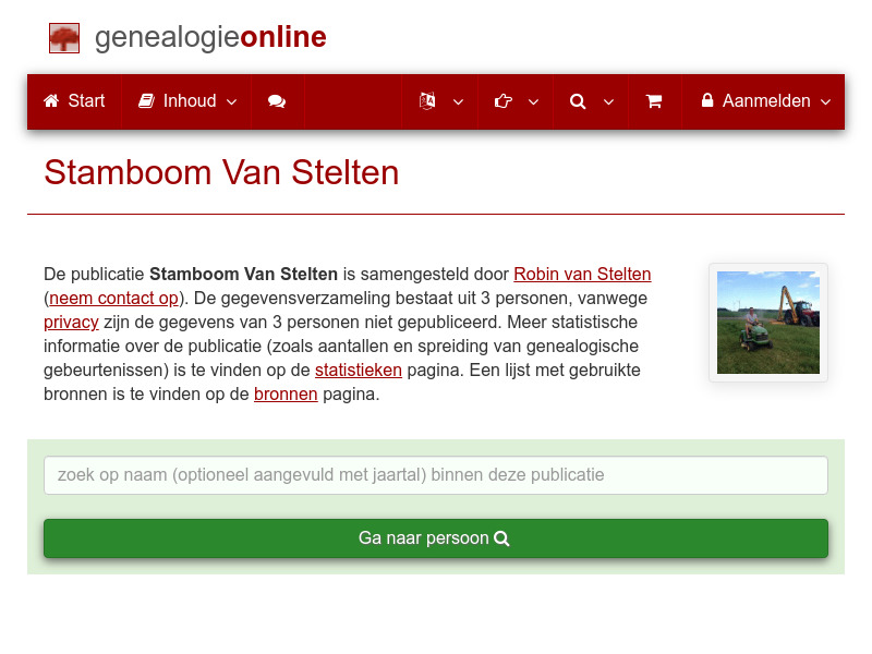 Screenshot van website