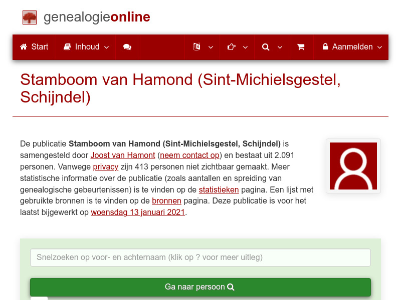 Screenshot van website