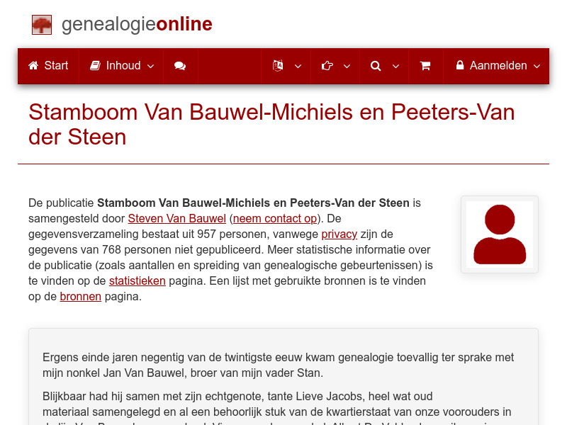 Screenshot van website