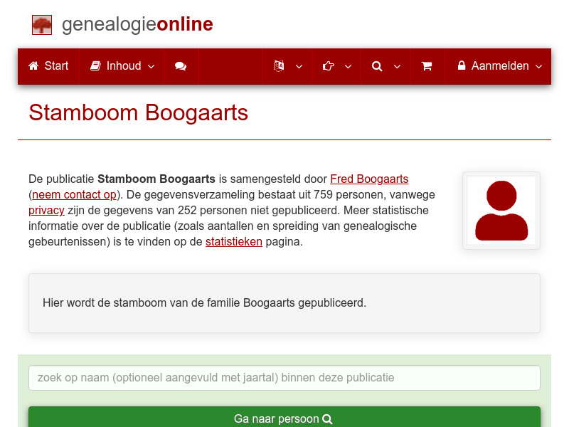Screenshot van website