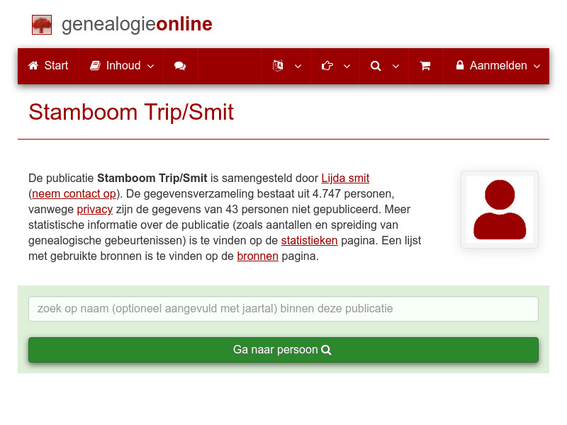 Screenshot van website