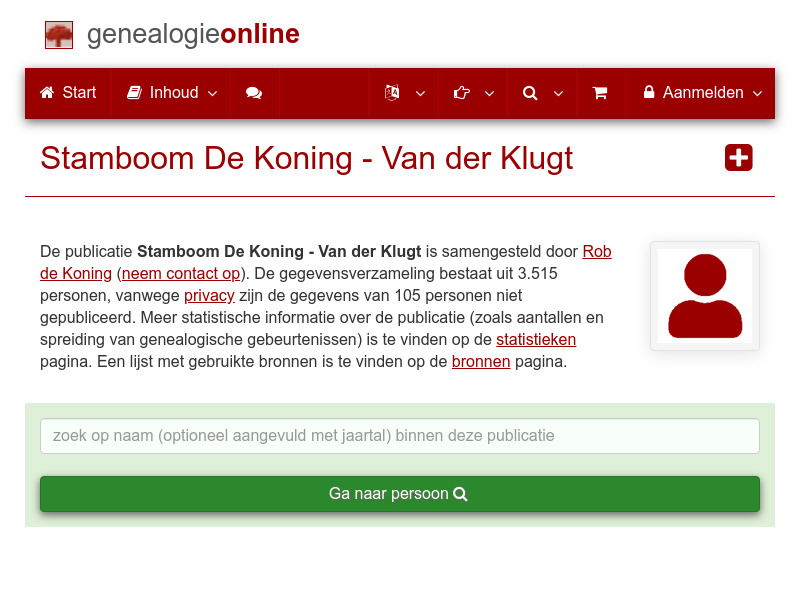 Screenshot van website