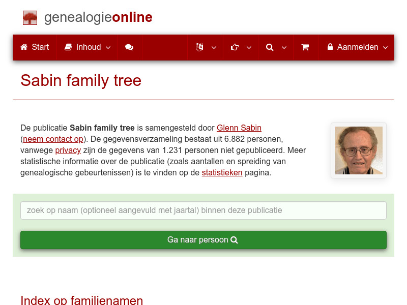 Screenshot van website