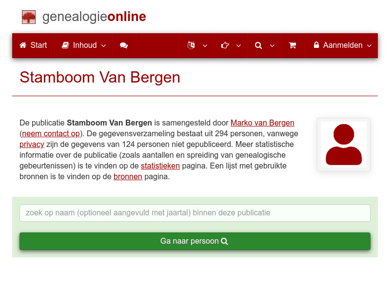 Screenshot van website