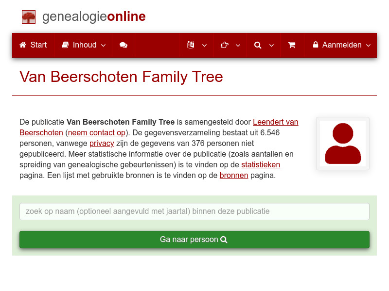 Screenshot van website