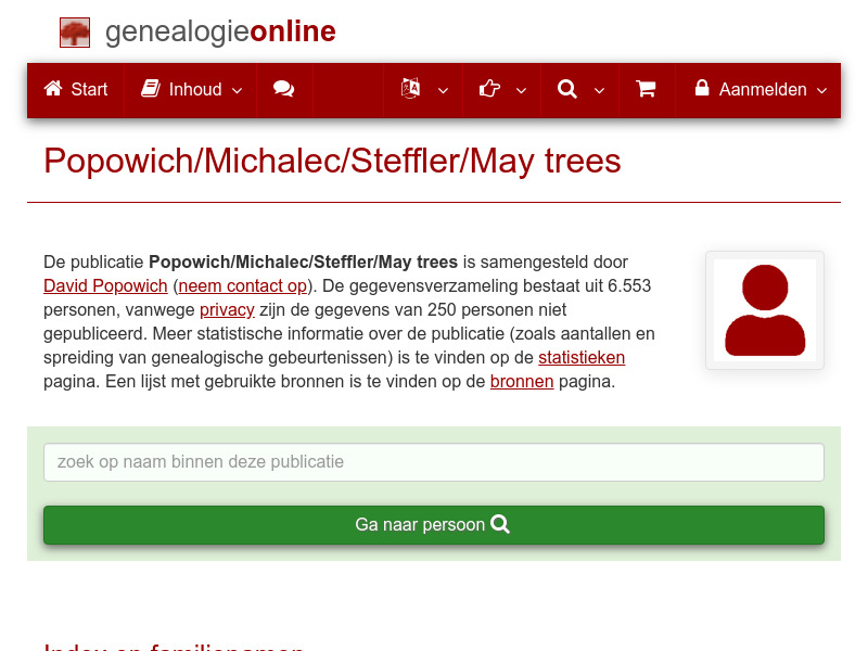 Screenshot van website