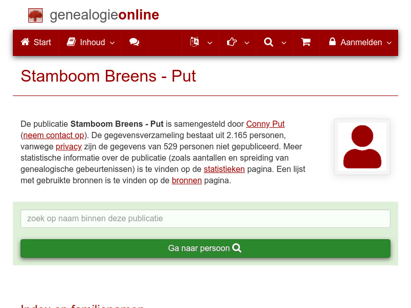 Screenshot van website