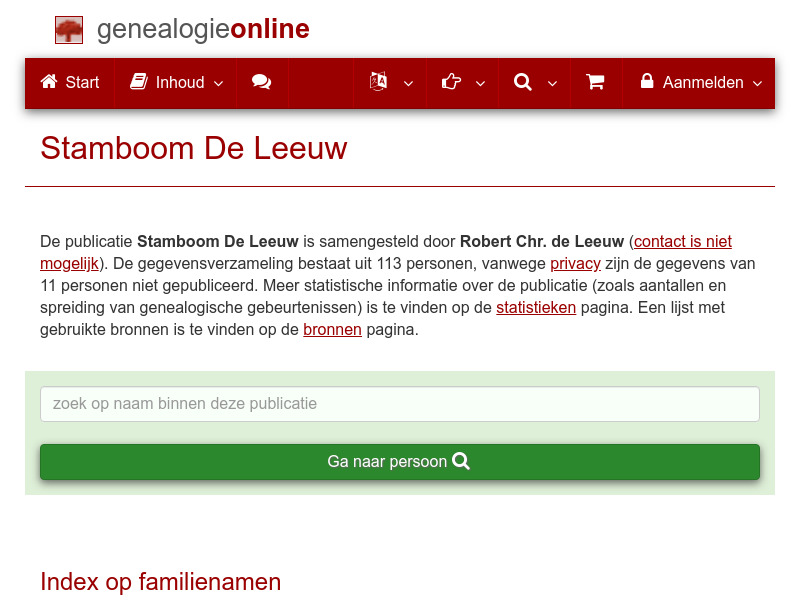 Screenshot van website