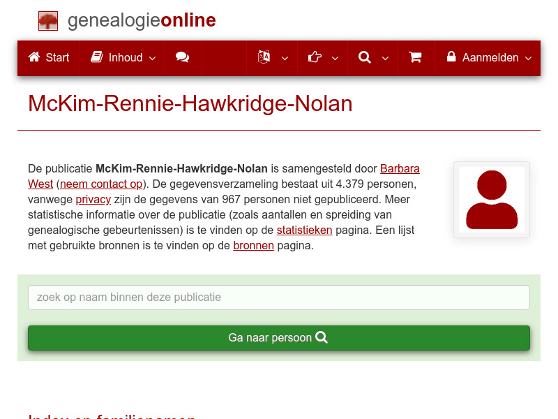 Screenshot van website
