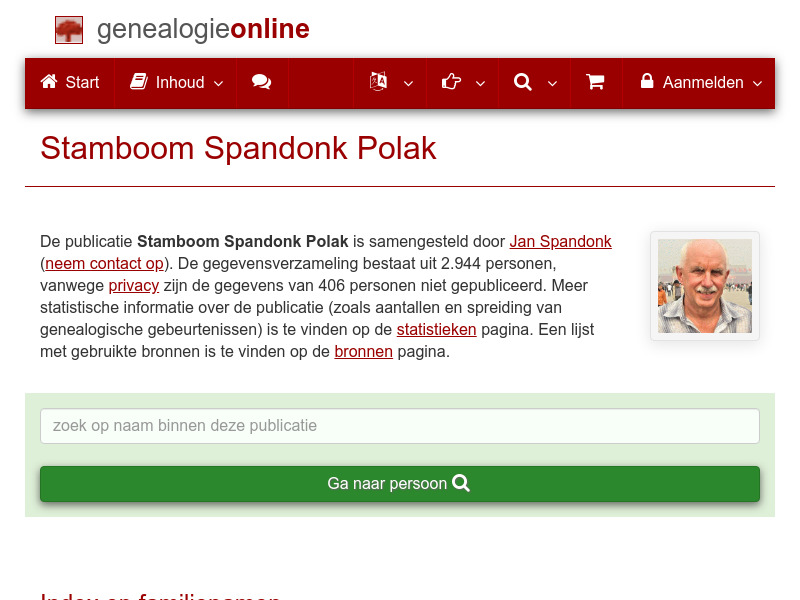 Screenshot van website