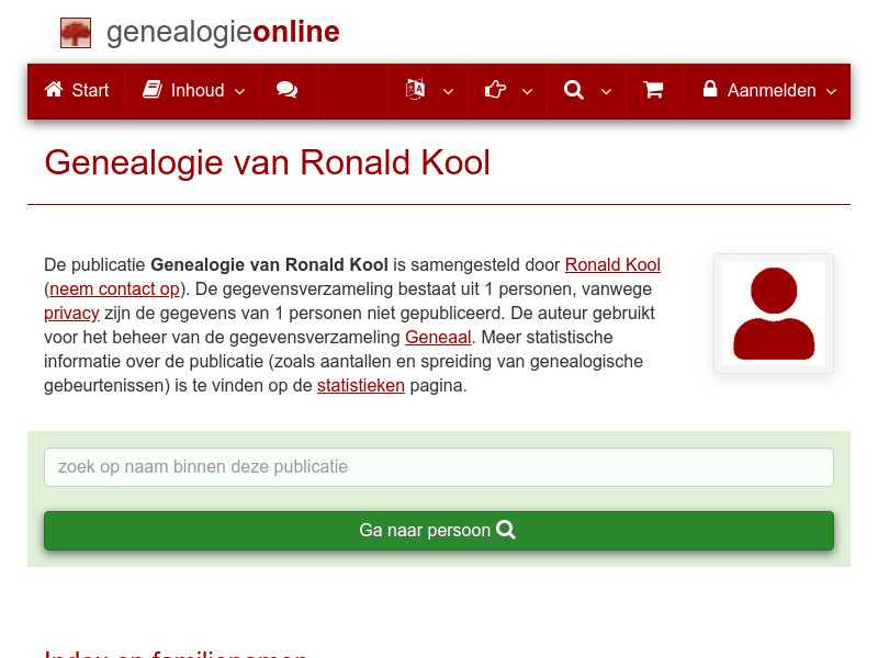 Screenshot van website
