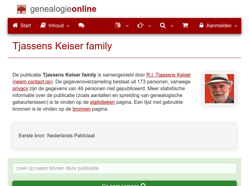 Screenshot van website