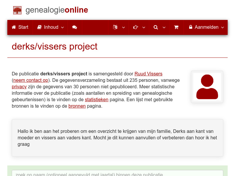 Screenshot van website