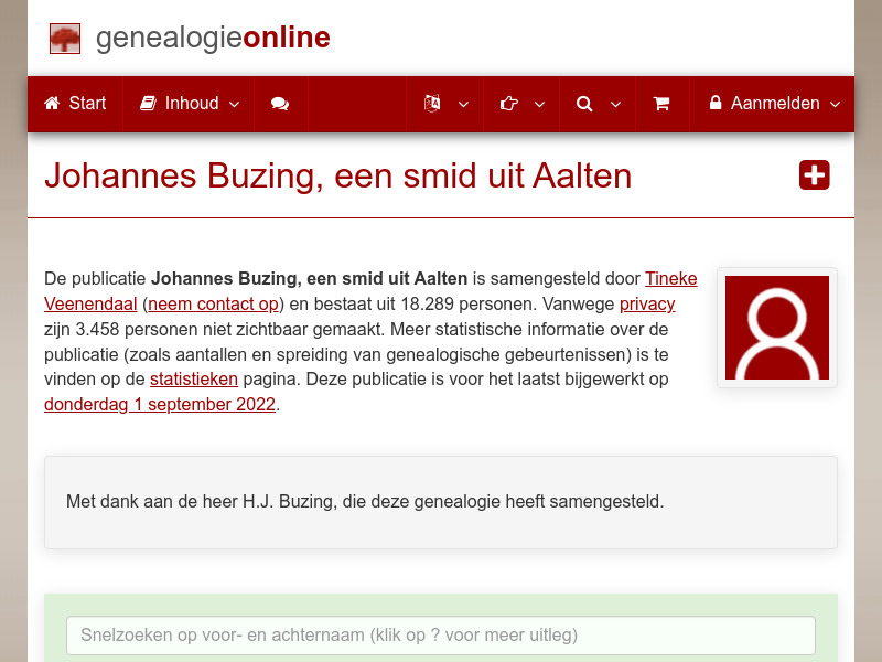 Screenshot van website
