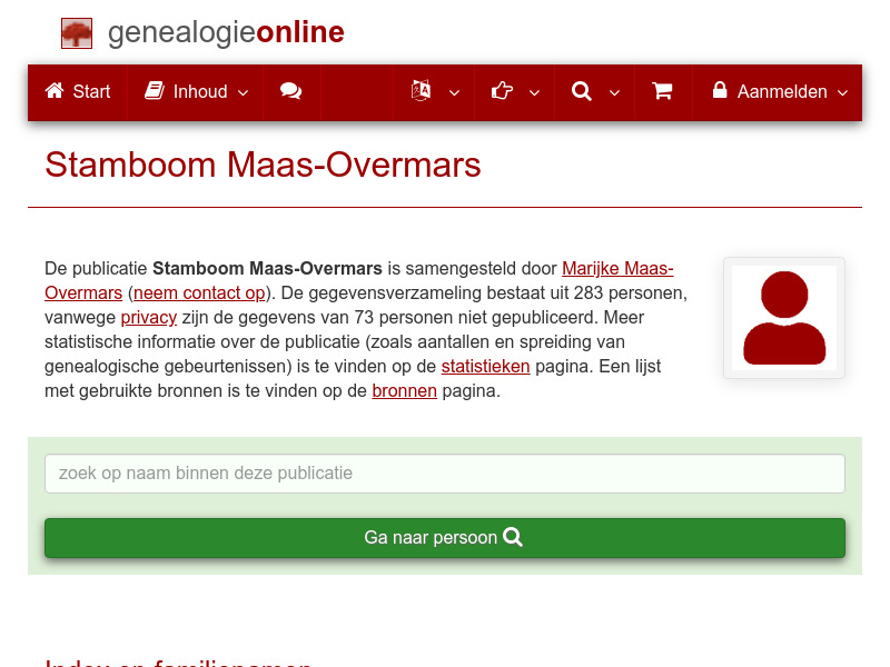 Screenshot van website
