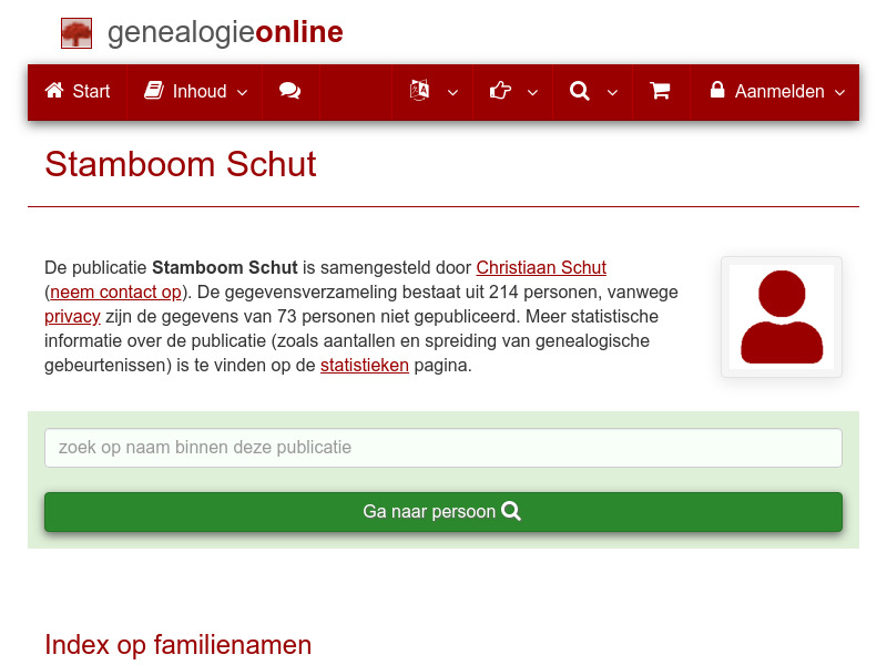 Screenshot van website