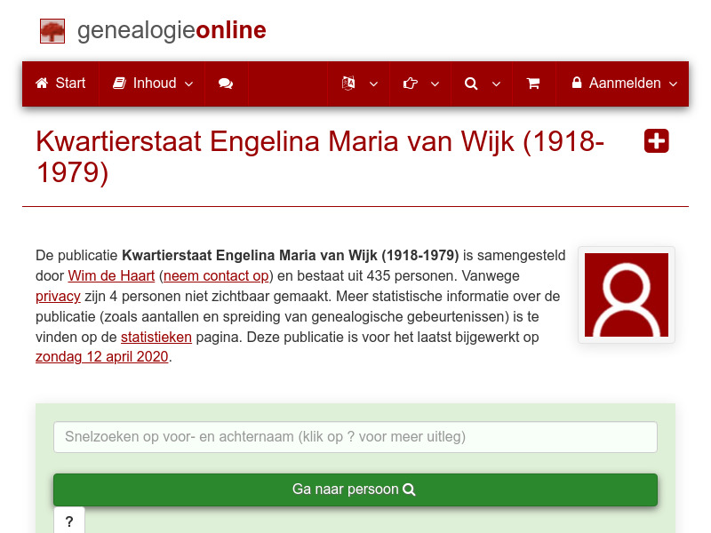 Screenshot van website