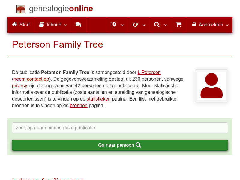 Screenshot van website