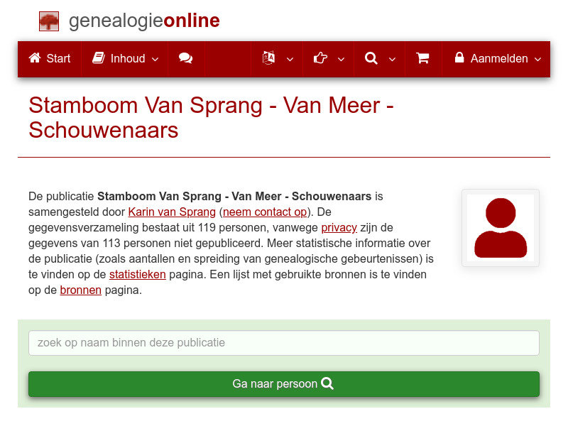 Screenshot van website