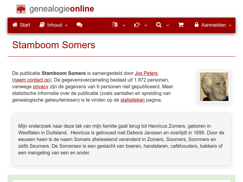 Screenshot van website